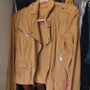 Tan Suede Biker Jacket